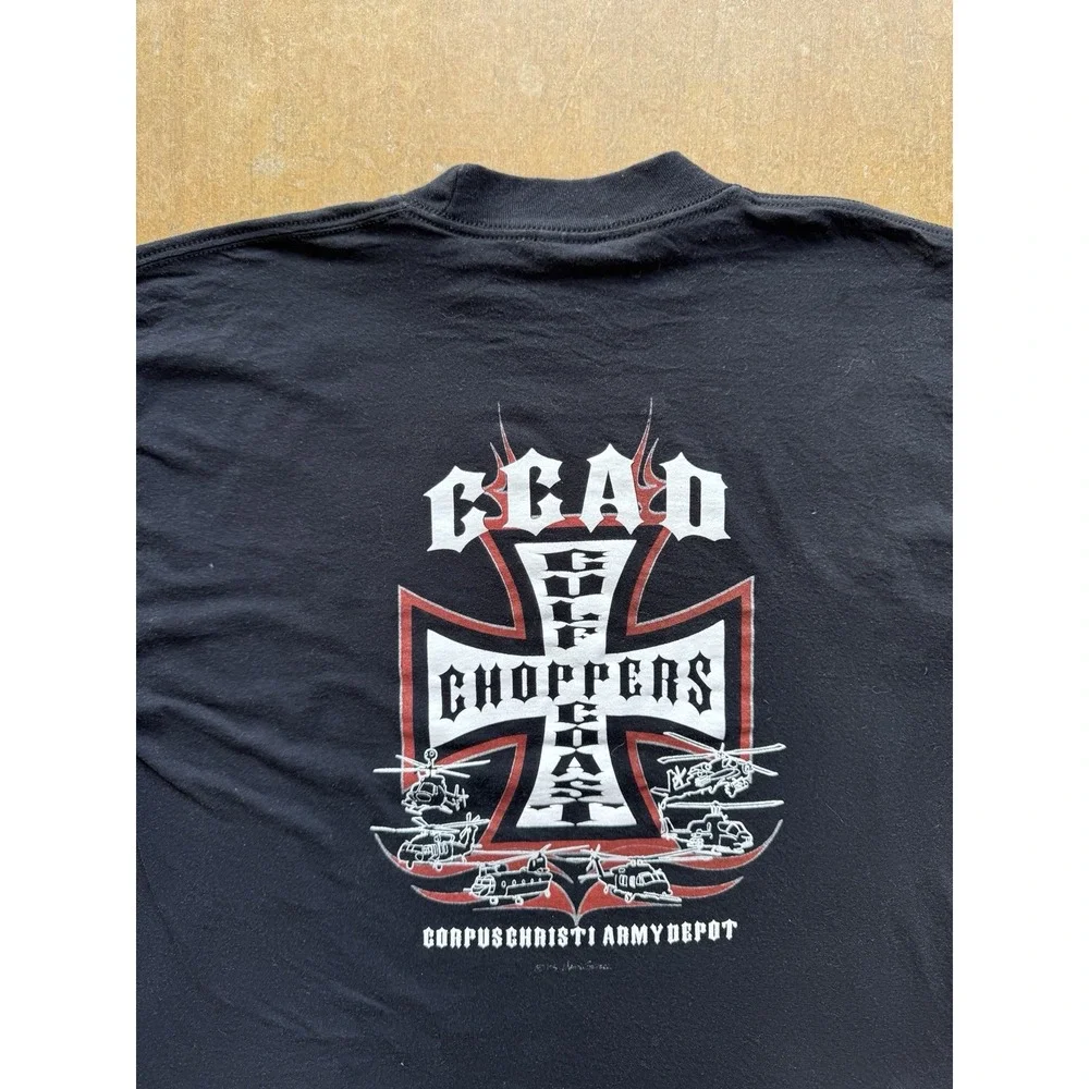 VTG 90s Iron Cross Gulf Coast Choppers Biker Skater Long Sleeve XL T-Shirt Black